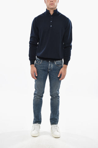 Cashmere Sweater with Polo Neck