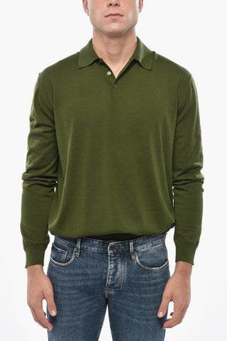 Virgin Wool Sweater with Polo Neck