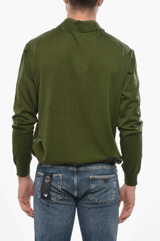 Virgin Wool Sweater with Polo Neck