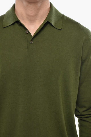 Virgin Wool Sweater with Polo Neck