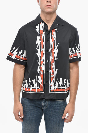 Boxy Fit Short-Sleeve Shirt with Jumbled Bolts Print