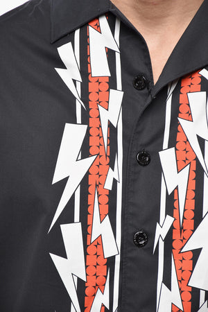 Boxy Fit Short-Sleeve Shirt with Jumbled Bolts Print