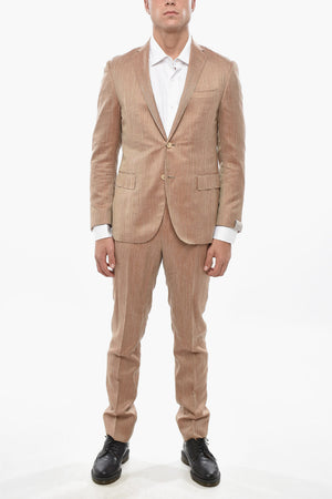 Ungefütterter Anzug aus Schurwolle und Seide ACADEMY SOFT mit Fischgrätmuster