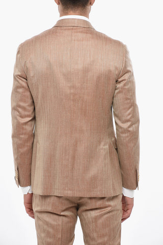 Abito Sfoderato ACADEMY SOFT in Lana Vergine e Seta con Motivo Herringbone