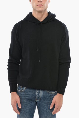 Virgin Wool and Cashmere Sweater with Hood