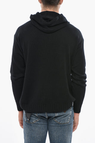Virgin Wool and Cashmere Sweater with Hood