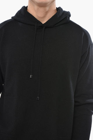 Virgin Wool and Cashmere Sweater with Hood