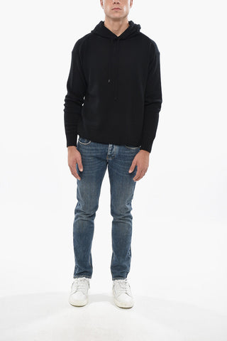 Virgin Wool and Cashmere Sweater with Hood
