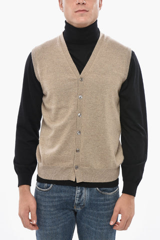 Cashmere Sleeveless V-Neck Cardigan