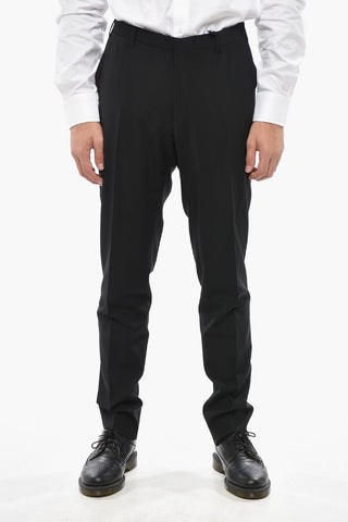 CC COLLECTION Pantaloni in Lana Vergine a Gamba Dritta con Passanti