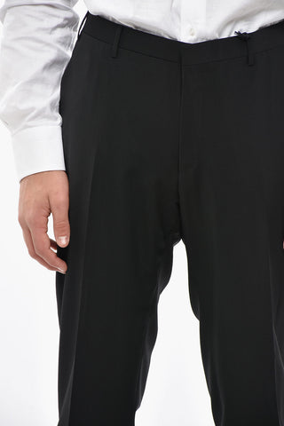 CC COLLECTION Pantaloni in Lana Vergine a Gamba Dritta con Passanti