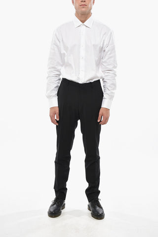 CC COLLECTION Pantaloni in Lana Vergine a Gamba Dritta con Passanti