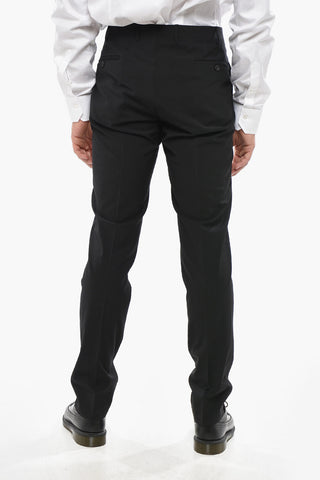 CC COLLECTION Pantaloni in Lana Vergine a Gamba Dritta con Passanti