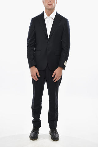 CC COLLECTION Virgin Wool Side Vents Notch Lapel Suit