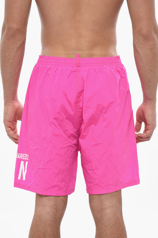 ICON Costume da Bagno Boxer in Tinta Unita con Logo Stampato