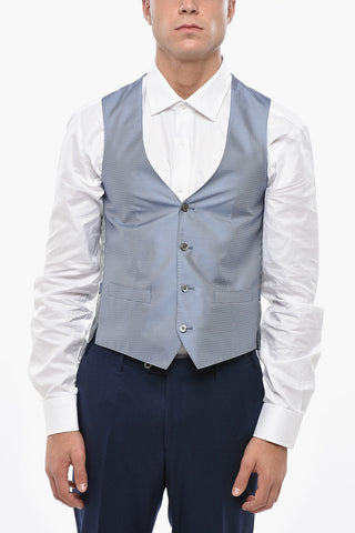 Gilet in Seta a Motivo Geometrico con Martingala sul Retro