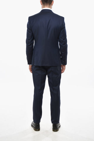 CC COLLECTION Virgin Wool Side Vents Peak Lapel 3 Piece Waistcoat Suit