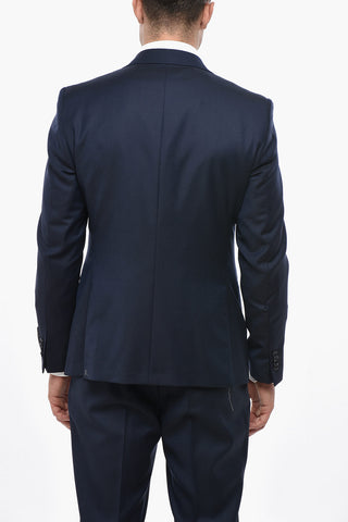 CC COLLECTION Virgin Wool Side Vents Peak Lapel 3 Piece Waistcoat Suit
