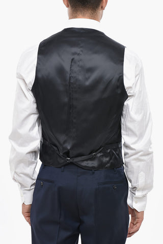 CC COLLECTION Virgin Wool Side Vents Peak Lapel 3 Piece Waistcoat Suit