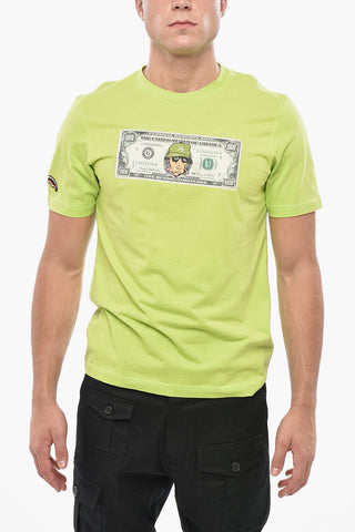 Crewneck T-shirt with Banknote Print