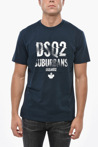 T-shirt Girocollo con Logo a Contrasto