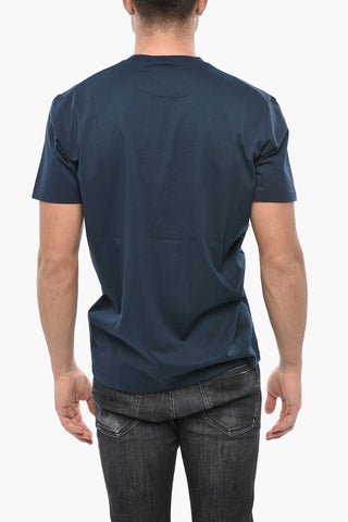 T-shirt Girocollo con Logo a Contrasto