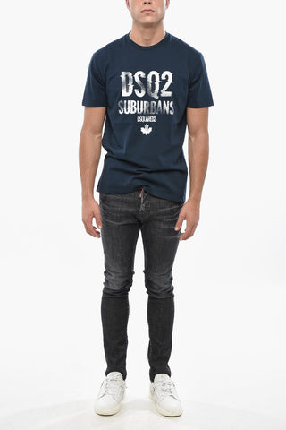 T-shirt Girocollo con Logo a Contrasto