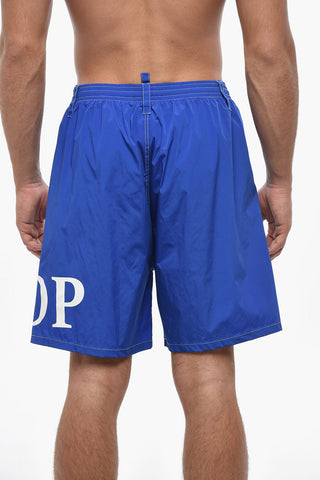 Einfarbige Boxer-Badehose mit Monogramm