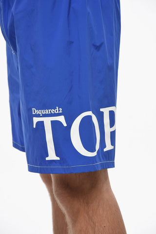 Einfarbige Boxer-Badehose mit Monogramm
