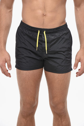 Solid-Color Boxer Swim Shorts