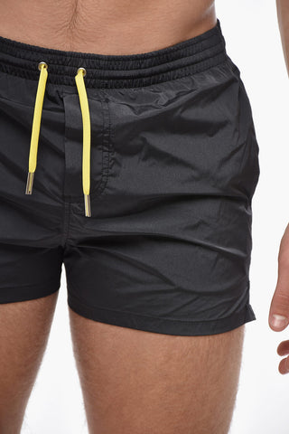 Solid-Color Boxer Swim Shorts
