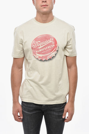 Rundhals-T-Shirt aus Baumwolle mit Print