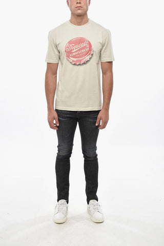 Rundhals-T-Shirt aus Baumwolle mit Print