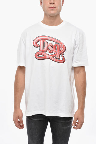Baumwoll-Rundhals-T-Shirt mit Monogramm