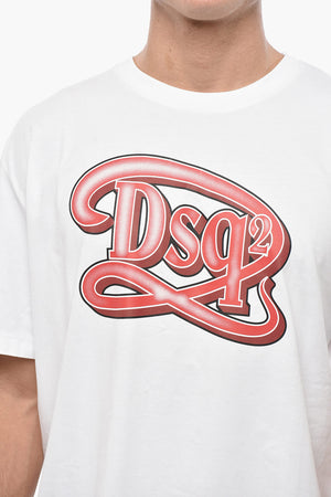 Baumwoll-Rundhals-T-Shirt mit Monogramm
