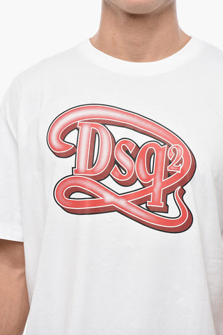 Baumwoll-Rundhals-T-Shirt mit Monogramm