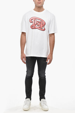 Baumwoll-Rundhals-T-Shirt mit Monogramm