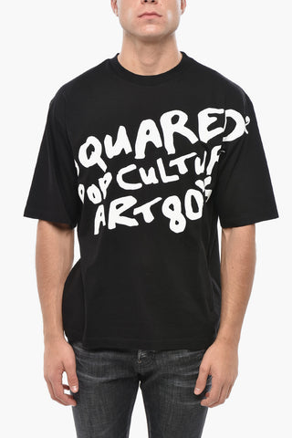 Cotton Crewneck T-Shirt with Contrast Print