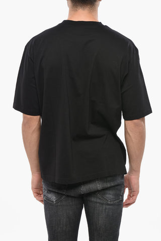 Cotton Crewneck T-Shirt with Contrast Print