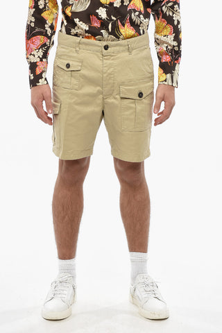 Shorts In Gabardina di Cotone con Passanti