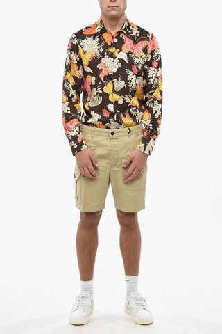 Shorts In Gabardina di Cotone con Passanti