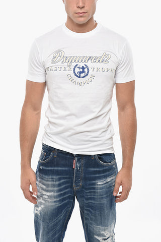 Baumwoll-T-Shirt mit Rundhalsausschnitt und Print