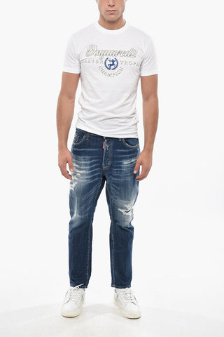 Baumwoll-T-Shirt mit Rundhalsausschnitt und Print
