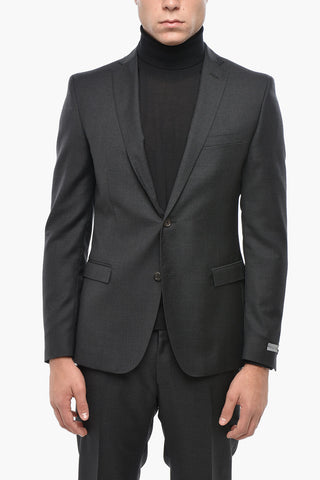 Virgin Wool Suit with Check Pattern