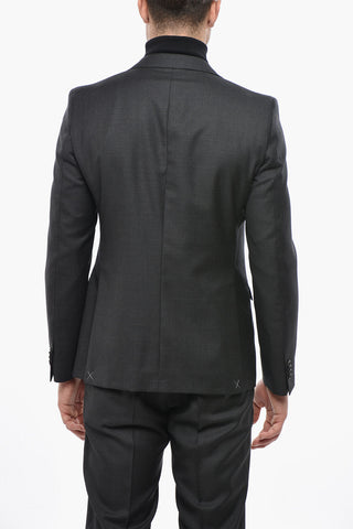 Virgin Wool Suit with Check Pattern