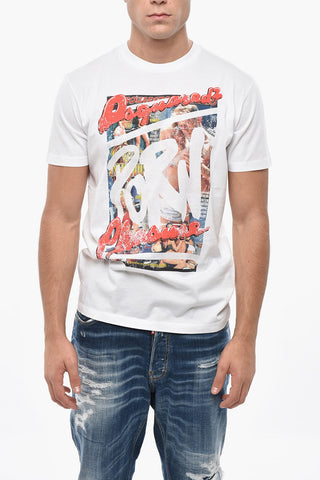 Rundhals-T-Shirt aus Baumwolle mit Print