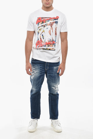 Rundhals-T-Shirt aus Baumwolle mit Print