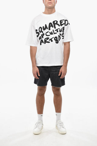 Rundhals-T-Shirt aus Baumwolle mit Print