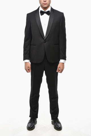 Virgin Wool Tuxedo with Two Vents and Shawl Collar