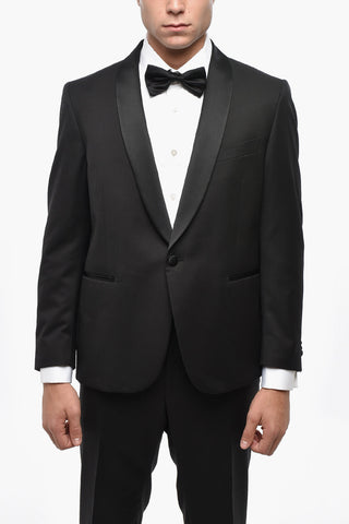Virgin Wool Tuxedo with Two Vents and Shawl Collar